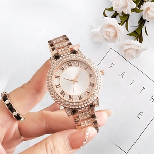Montre de luxe pour femme 2026 entièrement sertie de diamants, bracelet en acier inoxydable, cadran à chiffres romains, 38 mm, montre-bracelet tendance pour affaires - Product Image 2
