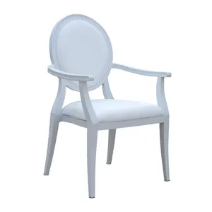 High Quality Wedding Dinning Chair Stackable French White Louis Chair With Armrest