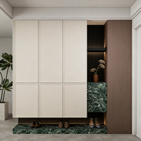 Meuble à chaussures personnalisé avec motif sur le panneau arrière, conçu par une équipe de designers professionnels offrant une mise en page 3D gratuite et une optimisation de l'espace