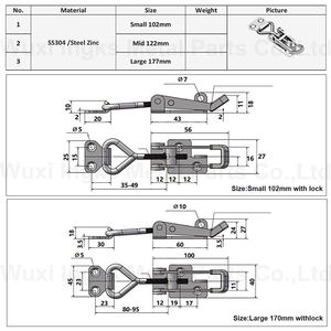 Pince à bascule réglable loquet de tirage loquet de verrouillage de matériel de <span class=keywords><strong>bateau</strong></span> loquet de boîte à outils loquet à pression - Product Image 6