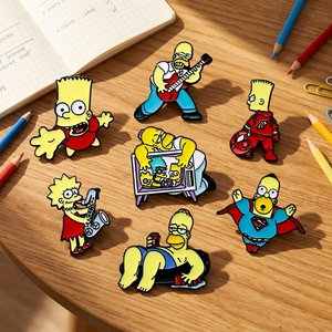 Nouveauté 2026 – Épingles de revers en émail Famille <span class=keywords><strong>Simpson</strong></span>, plaqué zinc noir, mignonnes, personnalisables, badges de dessin animé, cadeau, vente en gros - Product Image 2