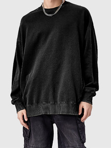 H5483 Streetwear Style Wholesale Custom 350 Gsm 100% Cotton Vintage Washed Sweatshirts Men Crewneck Sweatshirts - Product Image 3