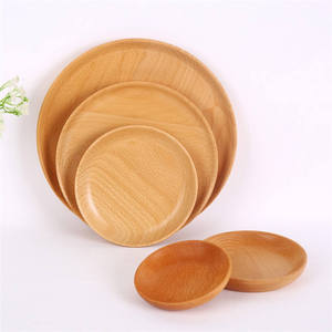 Vassoio Rotondo in Legno di Faggio e Bambù per Alimenti, Piatto Multiuso per Dessert e Frutta - Product Image 2