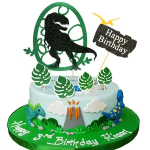 丛林动物恐龙主题派对蛋糕礼帽可爱森林动物生日派对蛋糕礼帽儿童生日