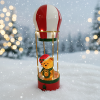 Ornements de Noël en métal LED personnalisables faits à la main, ours en peluche sur ballon à air chaud, artisanat rouge 11,5x11,5x37cm, utilisation en intérieur