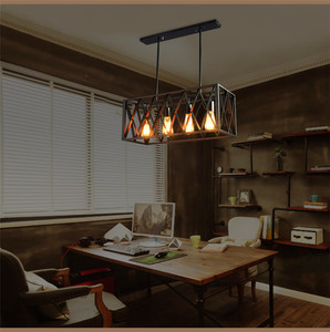 Rectangular Stainless Steel Gold Body Pendant <b>Light</b> E26 LED Bulbs 3500K Warm White Adjustable Height Living Room <b>Chandelier</b> - Product Image 5