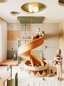 Cama de <span class=keywords><strong>loft</strong></span> con tobogán para niños, fábrica personalizada con diseño de tobogán giratorio de arco, casa de juegos, litera para niños con área de actividades para niños - Product Image 5