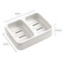 Vente en gros de porte-savon de salle de bain rectangulaire à double compartiment, moderne, écologique, antidérapant, avec drainage, motif de dessin animé, robuste