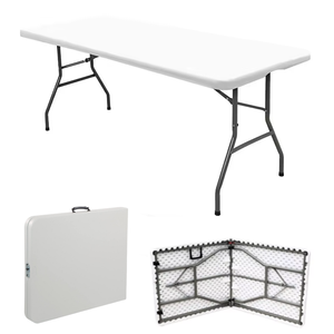 Bàn xếp nhựa ngoài trời di động 6 feet, bàn tiệc xếp gọn, bàn nhựa HDPE trắng hình chữ nhật dùng cho sự kiện - Product Image 1