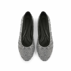 Nuovi arrivi Fashion Women Black Mesh Casual di lusso con strass punta rotonda da ragazza scarpe basse con diamanti - Product Image 2