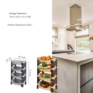 Custom Color 4 Tier Rattan <b>Kitchen</b> <b>Storage</b> Rack Durable Multi Layer Shelf Organizer for Pantry <b>Cupboard</b> Use - Product Image 3
