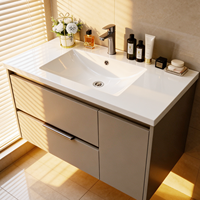 Lavabo de salle de bain moulé intégré 36 pouces, résistant aux taches, facile à nettoyer, pour projets hôteliers et résidentiels, vente en gros