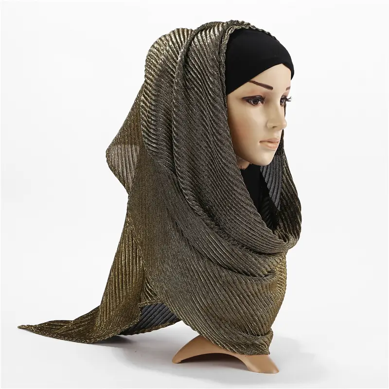 Оптовая продажа с завода WanYi хиджаб в наличии новый тренд элегантный мусульманский хиджаб шаль дышащий плиссированный Блестящий хиджаб
