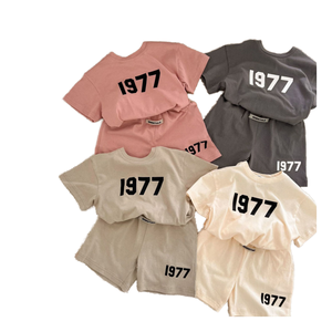 नवजात शिशु लड़की के कपड़े 12-18 महीने की छोटी आस्तीन टी-शर्ट और छोटे 2 पीस चाइल्ड आउटफिट - Product Image 1