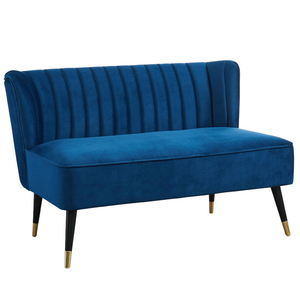 Modern Velvet Upholstered Restaurant <strong>Bench</strong> <strong>Seating</strong> <strong>with</strong> Vertical Channel Back and Metal Legs for Commercial Dining Furniture - Product Image 1