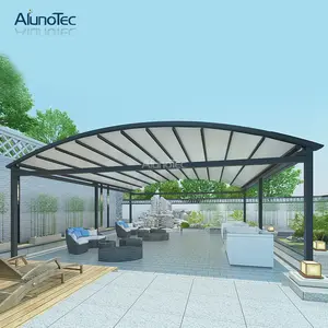 PP-S Curved Shape Sunproof Rainproof Electric Flexible Folding PVC Fabric Awning Canopy For Garden