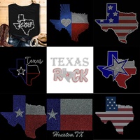 Transferts thermocollants personnalisés en strass « She's From Texas » pour T-shirts – Motifs éblouissants en strass pour le Texas