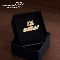 Pendentif personnalisé double couche avec nom, plaqué or, en argent S925, avec lettres en moissanite serties, chaîne tennis, bijoux hip-hop pour hommes