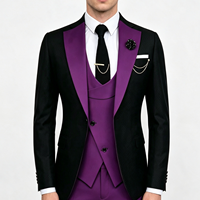 Setelan Jas Formal Pria 3 Potong Grosir, Jaket Rompi Celana, Kerah Notch, Kancing Depan, Anti Kusut, Musim Semi Gugur, Bisnis, Pernikahan