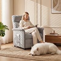 Fauteuil inclinable électrique avec chaleur et massage, un seul siège, pour personnes âgées |   Canapé inclinable avec télécommande, 3 poches latérales, montage facile, confortable