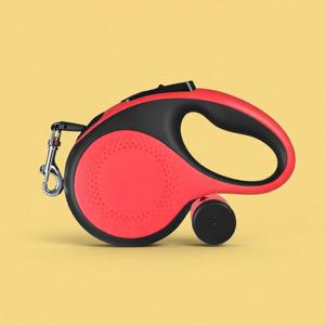 5 Meter <b>Red</b>/Black Dual <b>Tone</b> Durable Luxury Fashion Custom Retractable Dog Leash Quick Release Poop Bag Holder Solid Personalized - Product Image 1