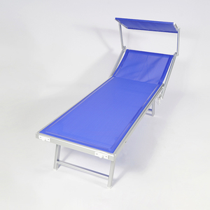 Chaise longue <span class=keywords><strong>de</strong></span> plage pliante moderne en aluminium pour extérieur, avec pare-<span class=keywords><strong>soleil</strong></span> détachable et dossier réglable en hauteur, idéale pour le camping, le parc, la cour et la chambre. - Product Image 3