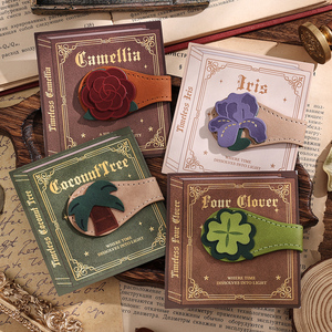 Imoda 1PC Retro Từ Bookmark Cổ Điển Rose Theme Da Trang Clip Hai Mặt Cuốn Sách Đánh Dấu Cho Độc giả - Product Image 5