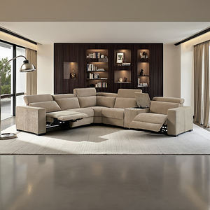 आधुनिक यू आकार 3 5 सीटर रहने वाले कमरे सोफे आपूर्तिकर्ता होम थिएटर इलेक्ट्रिक रिक्लेयर हैंडल कपड़े रिक्लेनिंग सोफा सेट फर्नीचर - Product Image 1