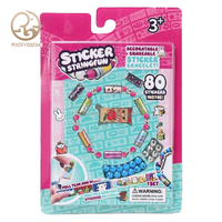 Kit de fabrication de bijoux décorables pour enfants, bracelet à autocollants à partager, ensemble de beauté, jouet portable, jeu Stringfun pour filles, bâtonnets de maquillage en plastique