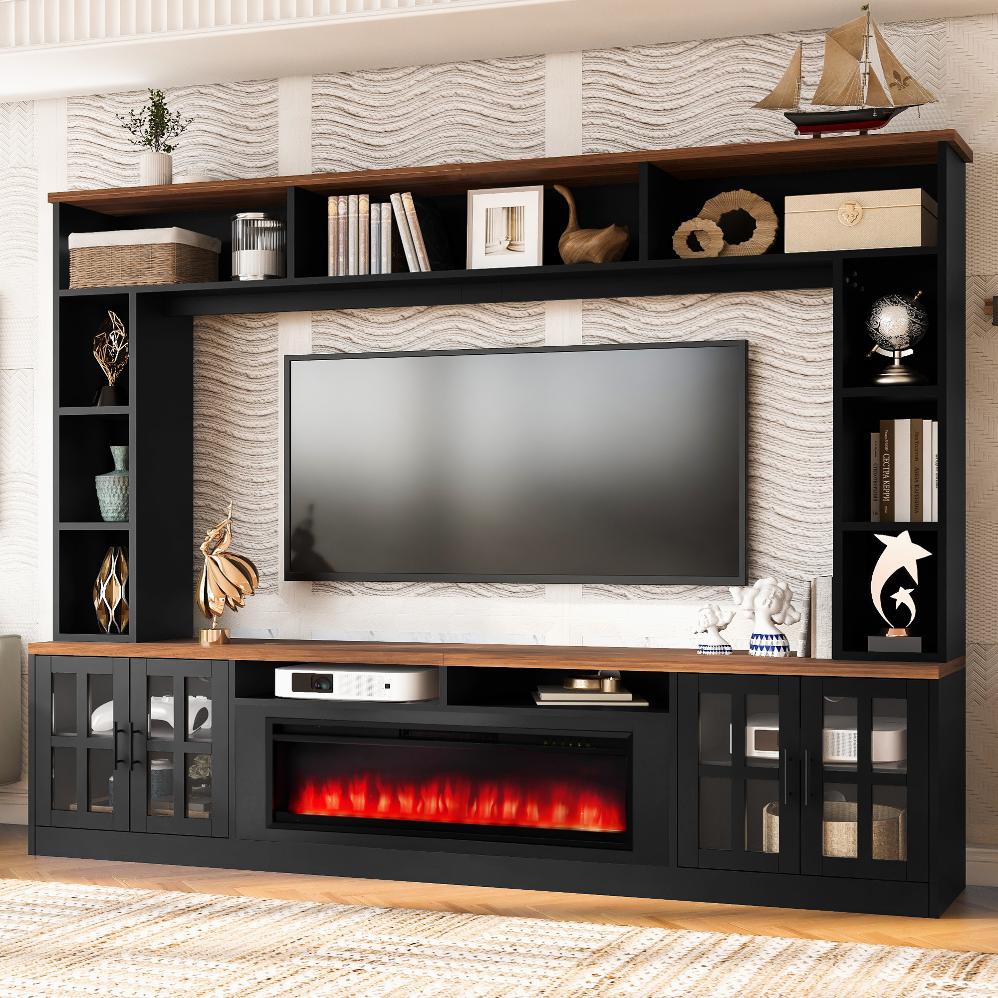 Black+Brown + Particle Board+MDF + 70-79 inches