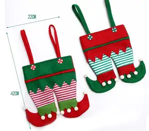 Cadeau de Noël Elfe Bonbons Chaussettes Sacs Rouge Vert Bouteille De Vin Sacs Père Noël Cadeaux Sac Fête Xtmas Bas Décorations
