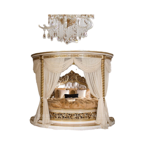 Letto Matrimoniale in <span class=keywords><strong>Legno</strong></span> <span class=keywords><strong>Massello</strong></span> Stile Palazzo Europeo 1,8m Set Camera da Letto di Lusso Stile Villa Francese in Vera Pelle per Camera Padronale Letto Nuziale - Product Image 6
