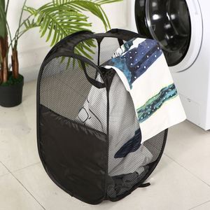 Foldable Laundry <b>Hamper</b> <b>Large</b> Collapsible Clothes Storage Basket Polyester Mesh Steel Frame Bedroom Bathroom Home Organizer - Product Image 2