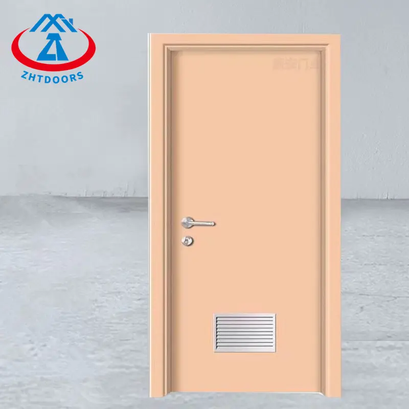 ZHTDOORS fornitore della cina personalizzato singola foglia 90 minuti di sicurezza antincendio porta in metallo con pannello di feritoia