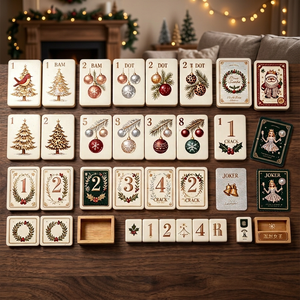 Juego de Mahjong de Madera con Temática Navideña, Hecho a Mano, Estilo Clásico para 4 Jugadores, Juego de Mesa para Interiores con Cartas Joker - Product Image 3