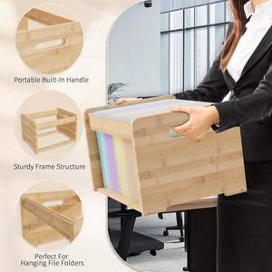 Pack organisateur de fichiers suspendus en bambou bureau bureau organisateur de fichiers assemblage facile lettre taille <span class=keywords><strong>bois</strong></span> stockage boîtes de rangement bacs - Product Image 5