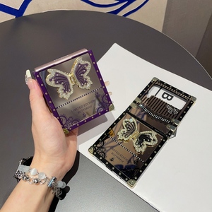 Funda Protectora para Móvil con Diseño de Mariposa para <span class=keywords><strong>Samsung</strong></span> Galaxy <span class=keywords><strong>Z</strong></span> <span class=keywords><strong>Flip</strong></span> 7 6 5 4 ZFlip <span class=keywords><strong>3</strong></span>, con Soporte de Diamantes, Antigolpes - Product Image 4