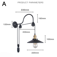 Décoration d'allée de style américain en fer forgé, lampe murale de style industriel rétro, lampe murale créative à poulie pour escalier et bar