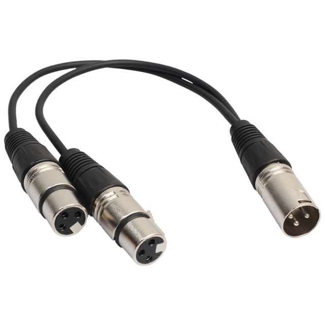 30cm Multi-Function XLR Male to 2 XLR Female Audio Cable PVC Jacket and Braid Shielding 2-Way Splitter for Microphone