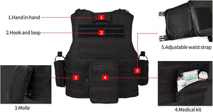 LINZ nero tattico piatto ponderato gilet portante in Nylon traspirante tessuto 1000D uso esterno taglia unica - Product Image 3