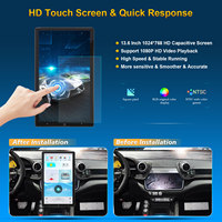 Autoradio GPS Android 13,6 pouces 2din Écran vertical Moniteur de voiture pour universel avec WiFi USB Appliquer Carplay Autoradio