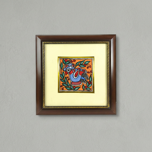 Pintura Madhubani de Bihar en Metal Hecha a Mano, Arte Folclórico Tradicional de Mithila, Decoración de Pared 3D Completa, Ojistha Industries 450 - Product Image 1