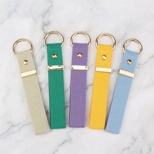 South Korea Original Single INS Wind Canvas Keychain 3.2cm Embroidery Keychain Blank Keyring DIY <b>Name</b> Strip Metal Material Gift - Product Image 1