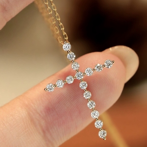 Aazuo – bijoux réels en or blanc massif 18 carats, collier croix classique en diamant naturel, cadeau d'anniversaire pour femmes, cadeau de luxe Au750 - Product Image 2