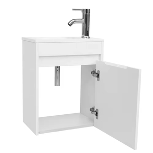 American Style Simple Mdf Modern Floating Vanity Set Unique Waterproof Finished Bathroom Cabinet Wash Basin Ceramic <strong>Sink</strong> - Product Image 6