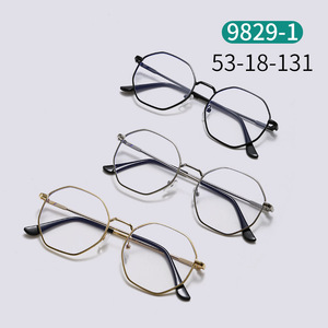 Geometric Men's Eyeglasses <b>Frames</b> Full-<b>Frame</b> Metal Blue Light Protection Plain Lenses For <b>Large</b> Faces Korean Style - Product Image 3