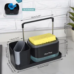 Dispensador de sabão para cozinha, dispensador de sabão para limpeza de cozinha e suporte de esponja