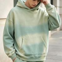 Sweat à capuche épais en molleton bouclette français, délavé à l'acide, vintage, rose délavé par le soleil, coupe courte, imprimé intégral avec LOGO, Nouvelle Arrivée Homme