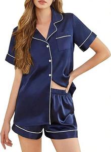 Set in Seta Satinata Quiet Girl, Completo Due Pezzi, Abbigliamento da <span class=keywords><strong>Notte</strong></span> e Loungewear, Set con Bottoni, Camicia da <span class=keywords><strong>Notte</strong></span> per Donne - Product Image 5