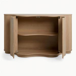 Credenza in Legno Stile Retrò Francese, Design Curvo Vintage, Mobile per Sala da Pranzo e Soggiorno <span class=keywords><strong>con</strong></span> Funzione di Stoccaggio e Decorazione - Product Image 2